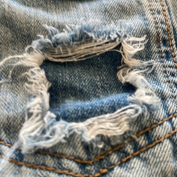 Topshop blue jean denim jacket distressed Light Wash size 10 - Picture 12 of 16